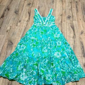 Lilly Pulitzer Polly Midi dress size 6 in botanical green safari